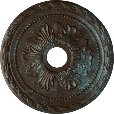 Ekena Millwork Palmetto Ceiling Medallion (Canopies up to 5"), 20 7/8"OD x 3 5/8"ID x 1 5/8"P, Bronze Blue Patina CM20PMBBS